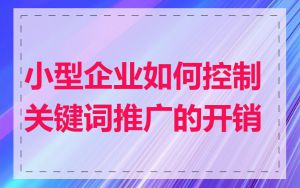 小型企业如何控制关键词推广的开销