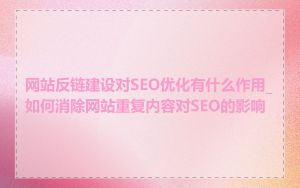 网站反链建设对SEO优化有什么作用_如何消除网站重复内容对SEO的影响