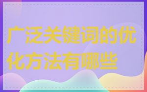 广泛关键词的优化方法有哪些