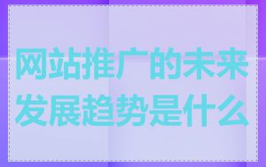 网站推广的未来发展趋势是什么