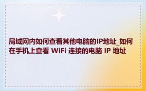 局域网内如何查看其他电脑的IP地址_如何在手机上查看 WiFi 连接的电脑 IP 地址