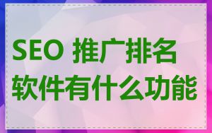 SEO 推广排名软件有什么功能