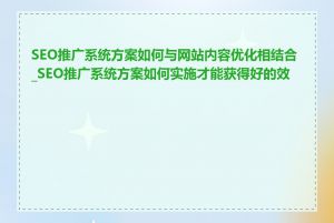 SEO推广系统方案如何与网站内容优化相结合_SEO推广系统方案如何实施才能获得好的效果