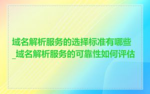域名解析服务的选择标准有哪些_域名解析服务的可靠性如何评估