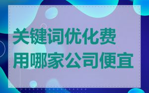 关键词优化费用哪家公司便宜