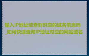 输入IP地址能查到对应的域名信息吗_如何快速查询IP地址对应的网站域名