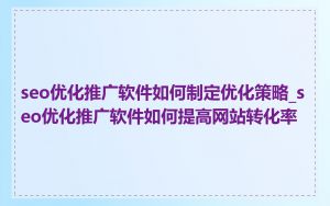 seo优化推广软件如何制定优化策略_seo优化推广软件如何提高网站转化率