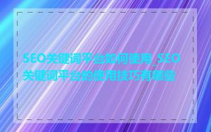SEO关键词平台如何使用_SEO关键词平台的使用技巧有哪些