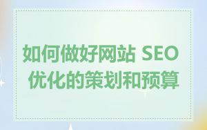 如何做好网站 SEO 优化的策划和预算