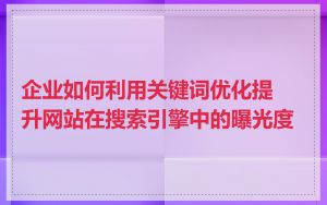 企业如何利用关键词优化提升网站在搜索引擎中的曝光度