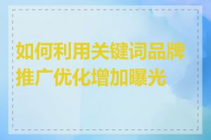 如何利用关键词品牌推广优化增加曝光度