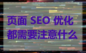 页面 SEO 优化都需要注意什么