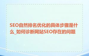 SEO自然排名优化的具体步骤是什么_如何诊断网站SEO存在的问题