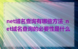 net域名查询有哪些方法_net域名查询的必要性是什么