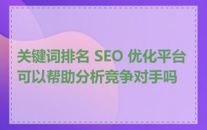 关键词排名 SEO 优化平台可以帮助分析竞争对手吗