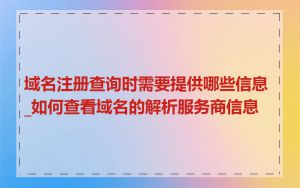 域名注册查询时需要提供哪些信息_如何查看域名的解析服务商信息