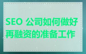 SEO 公司如何做好再融资的准备工作
