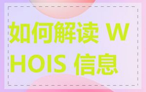 如何解读 WHOIS 信息