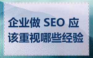 企业做 SEO 应该重视哪些经验