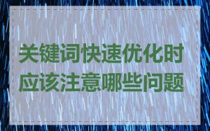 关键词快速优化时应该注意哪些问题