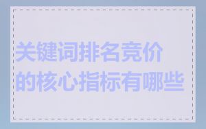 关键词排名竞价的核心指标有哪些