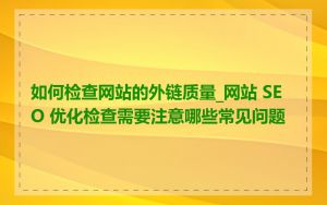 如何检查网站的外链质量_网站 SEO 优化检查需要注意哪些常见问题