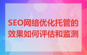 SEO网络优化托管的效果如何评估和监测