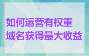 如何运营有权重域名获得最大收益