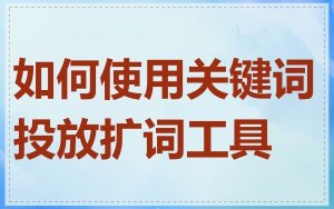 如何使用关键词投放扩词工具