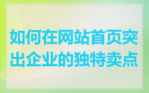 如何在网站首页突出企业的独特卖点
