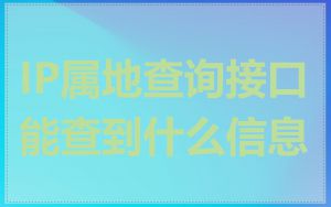 IP属地查询接口能查到什么信息