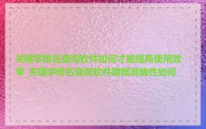 关键字排名查询软件如何才能提高使用效率_关键字排名查询软件数据准确性如何