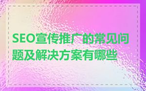 SEO宣传推广的常见问题及解决方案有哪些