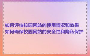如何评估校园网站的使用情况和效果_如何确保校园网站的安全性和隐私保护