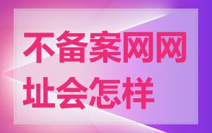 不备案网网址会怎样