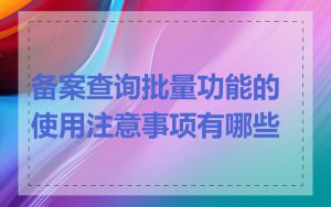 备案查询批量功能的使用注意事项有哪些
