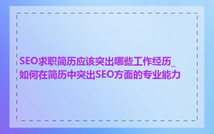 SEO求职简历应该突出哪些工作经历_如何在简历中突出SEO方面的专业能力