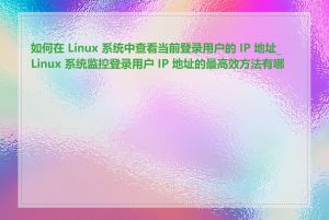 如何在 Linux 系统中查看当前登录用户的 IP 地址_Linux 系统监控登录用户 IP 地址的最高效方法有哪些
