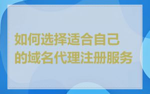 如何选择适合自己的域名代理注册服务