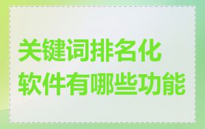关键词排名化软件有哪些功能