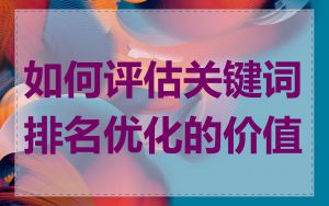 如何评估关键词排名优化的价值