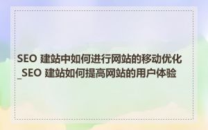 SEO 建站中如何进行网站的移动优化_SEO 建站如何提高网站的用户体验