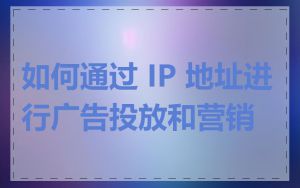 如何通过 IP 地址进行广告投放和营销