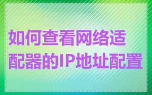 如何查看网络适配器的IP地址配置