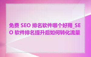 免费 SEO 排名软件哪个好用_SEO 软件排名提升后如何转化流量
