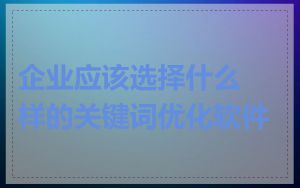 企业应该选择什么样的关键词优化软件