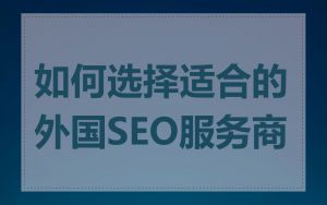 如何选择适合的外国SEO服务商