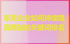 东莞企业如何持续提高网站的关键词排名