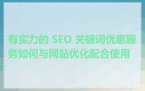 有实力的 SEO 关键词优惠服务如何与网站优化配合使用