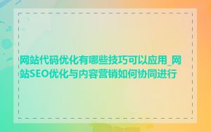网站代码优化有哪些技巧可以应用_网站SEO优化与内容营销如何协同进行